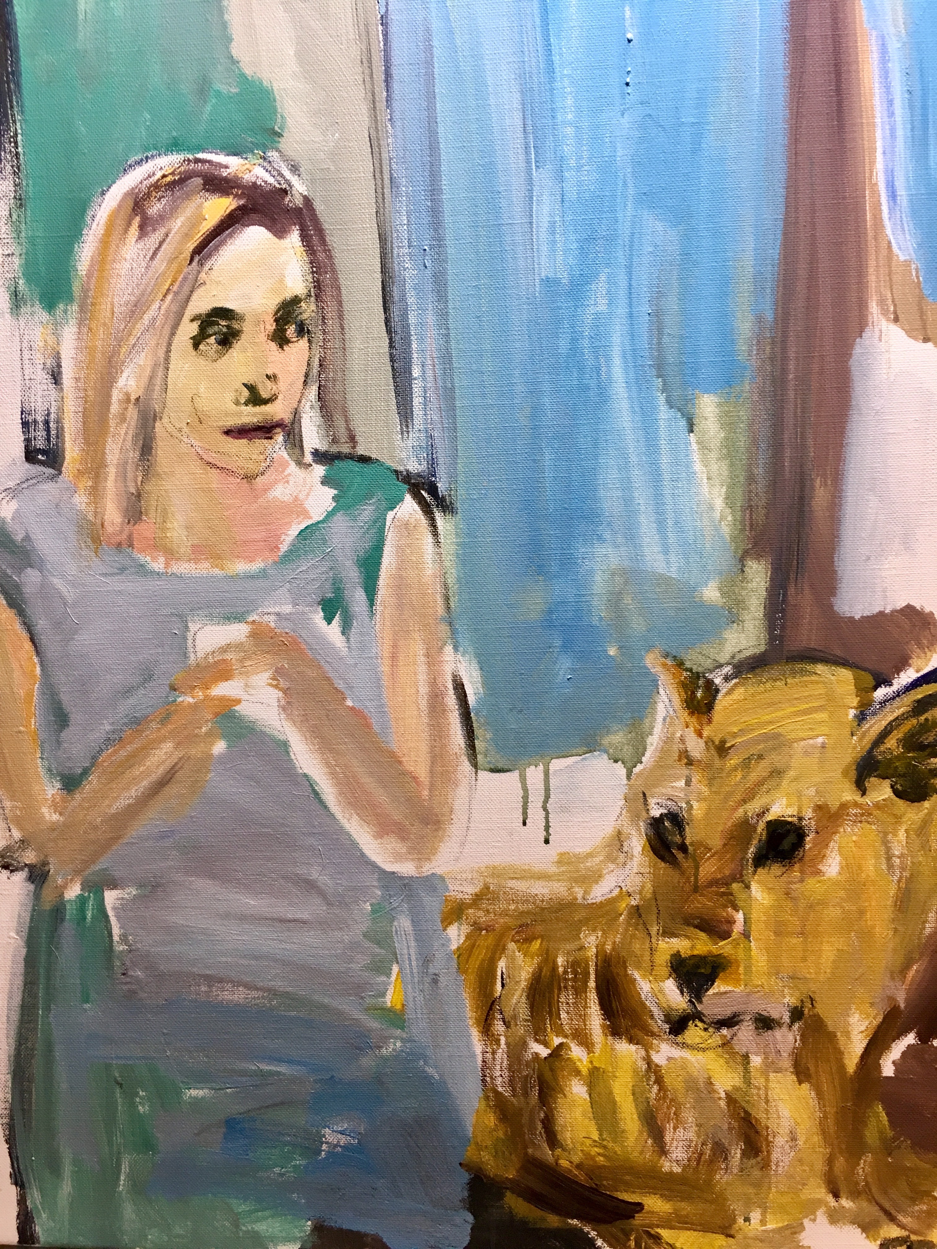 Charlotte with animal, from exposition Cité Universitaire 2018. Acryli